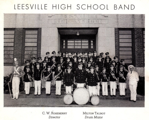 Leesville High School Band 1939 Band standing with instruments