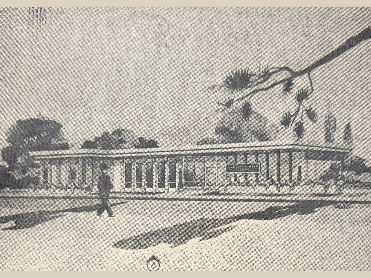 Old Library Sketch drawing of the old Vernon Parish Library